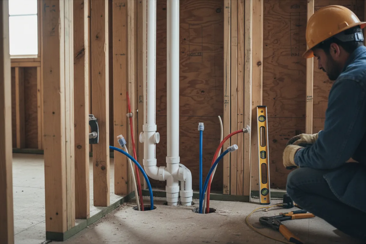 Drain and supply rough-in during Leak Detection in Jamieson