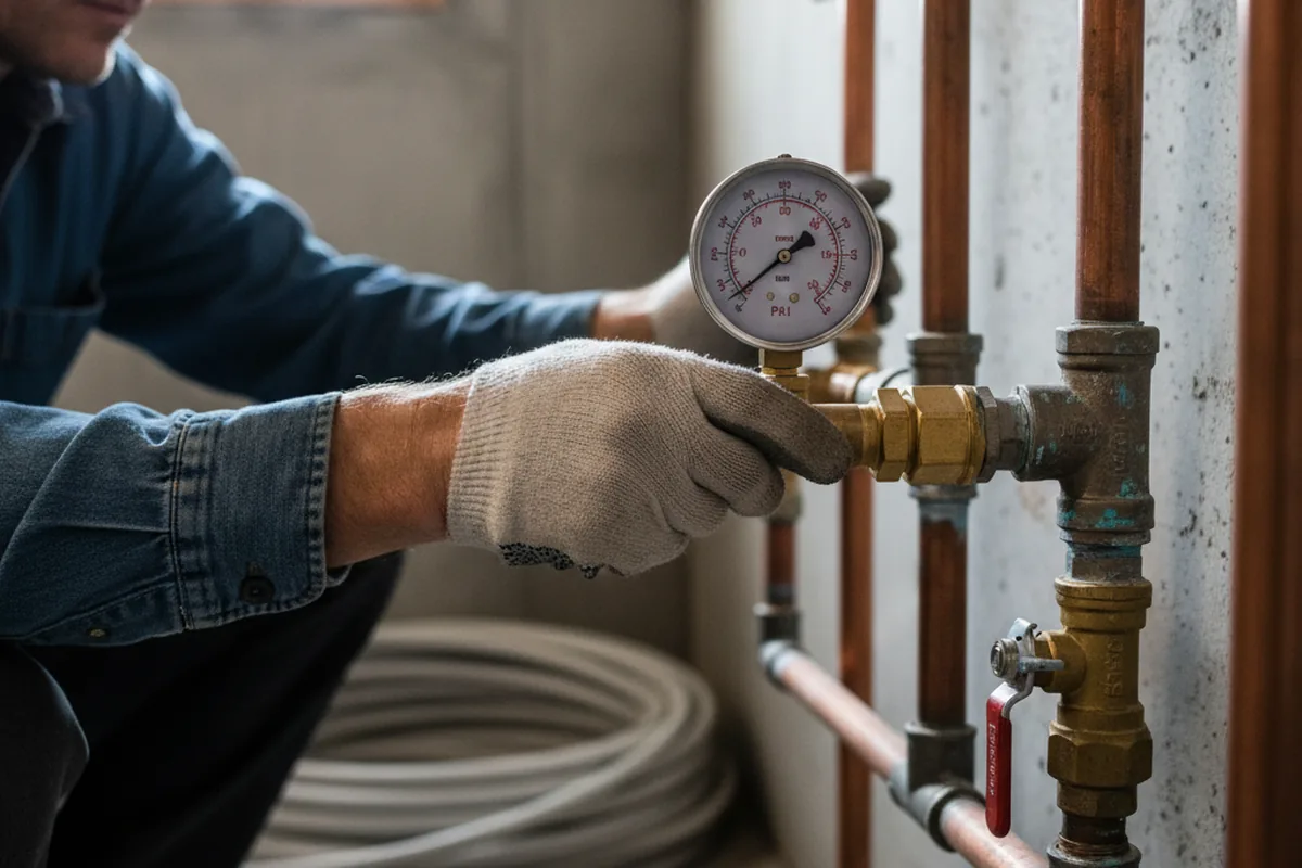 Pressure testing a repaired line during Water Line Repair in Jamieson
